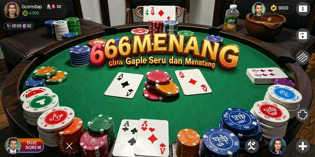 Tampilan menarik dari gameplay Gaple di 666MENANG.