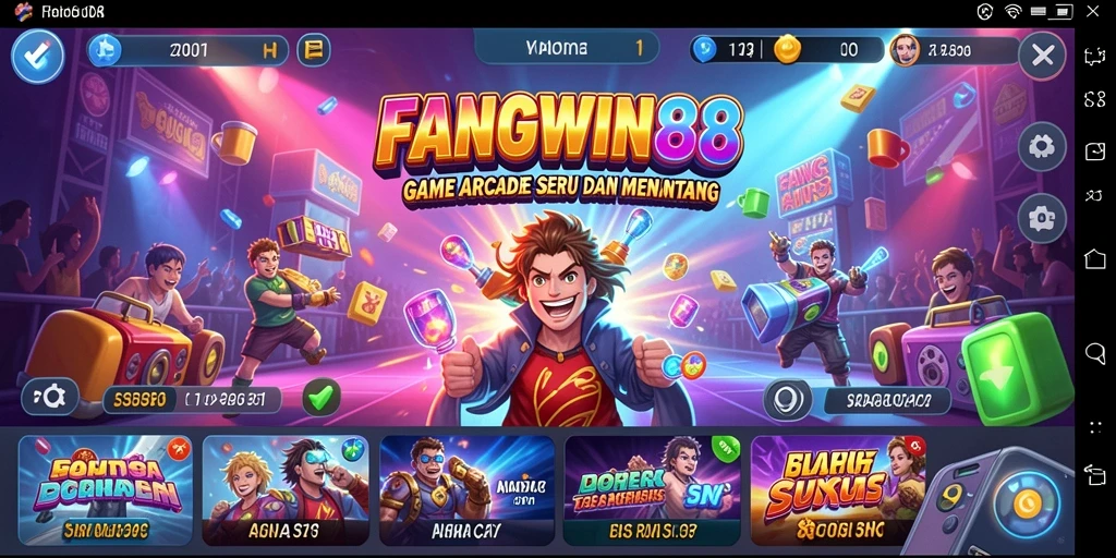 Tangkapan layar FANGWIN88 menunjukkan aksi seru dalam permainan Arcade.