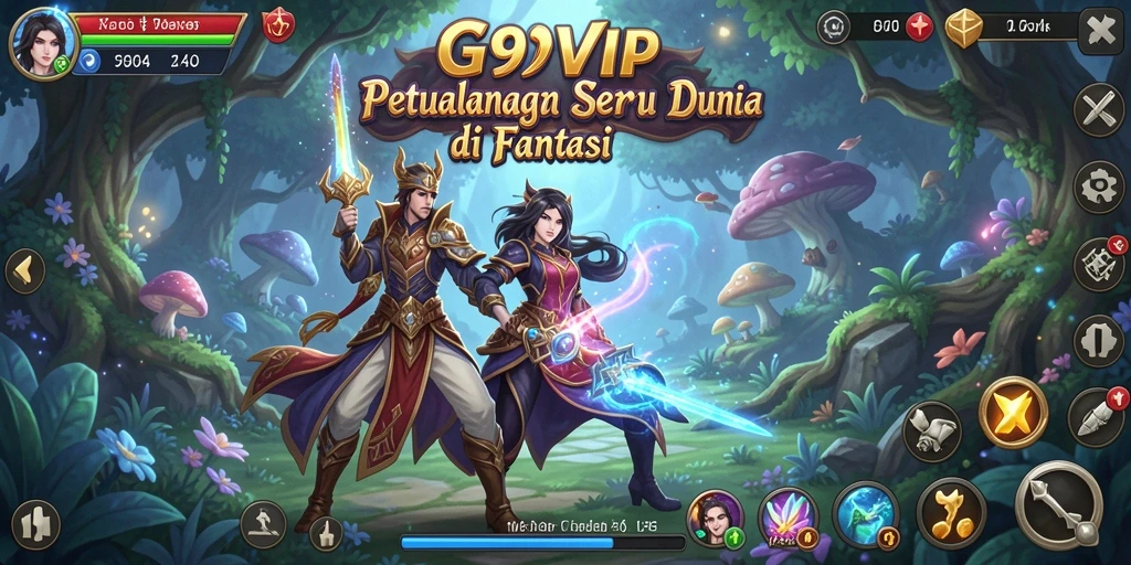 Screenshot gameplay G9VIP menampilkan aksi petualangan seru di dunia fantastis.
