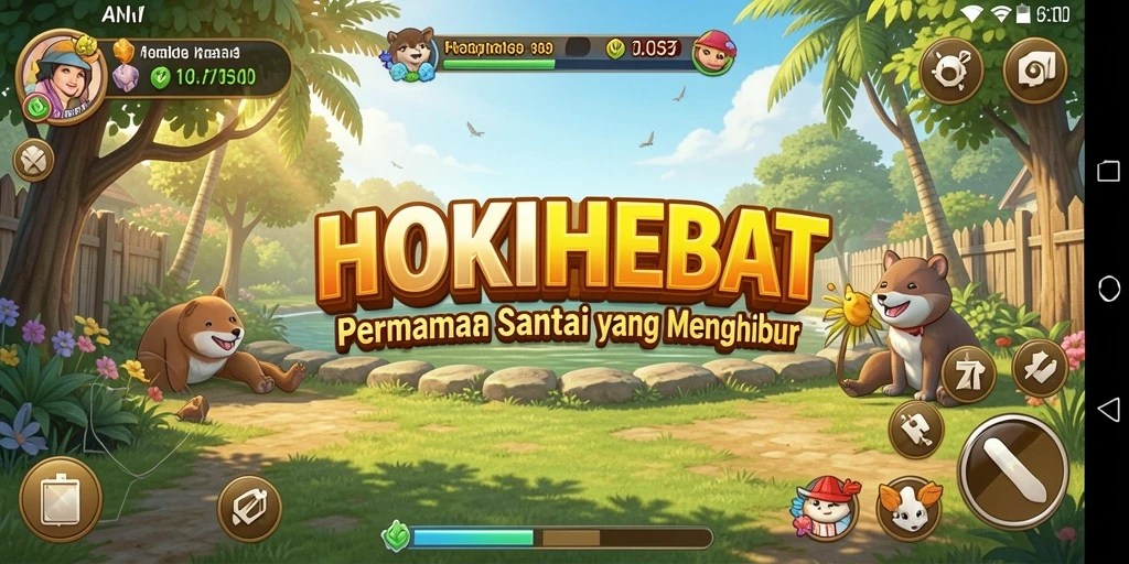 Tampilan gameplay HOKIHEBAT yang cerah dan menarik.