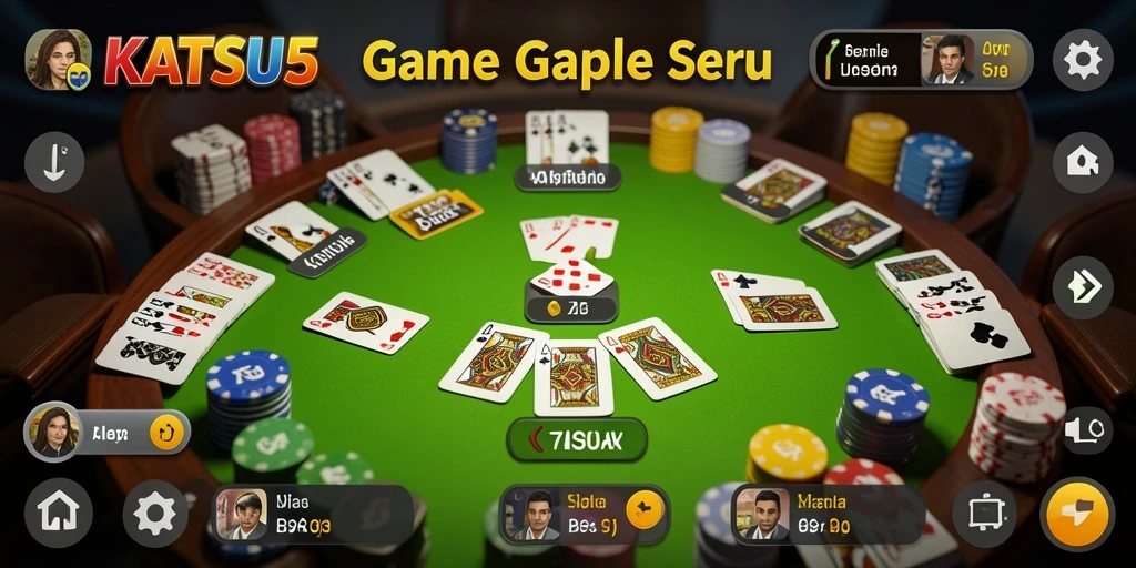 Tangkapan layar KATSU5 menampilkan gameplay Gaple yang seru.