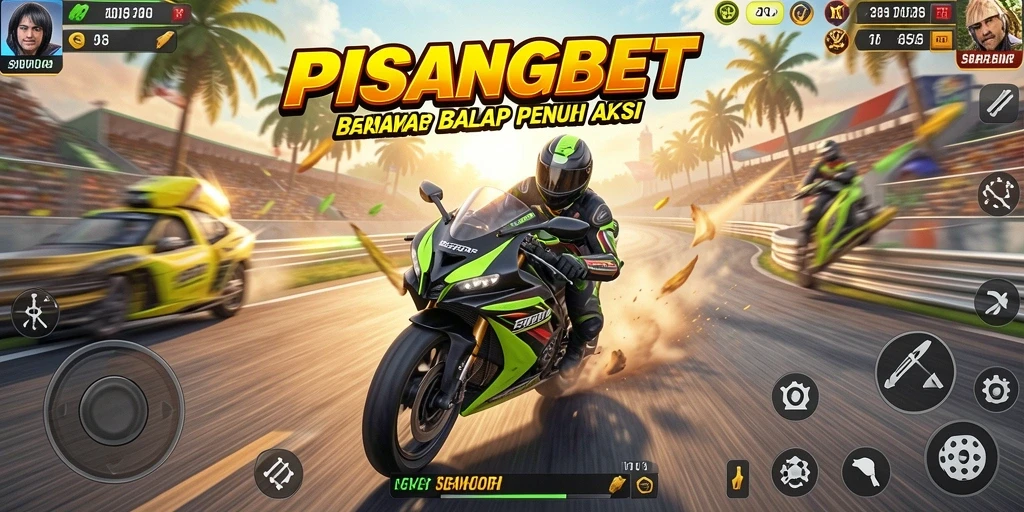 Screenshot gameplay PISANGBET yang menampilkan aksi balap motor yang seru.