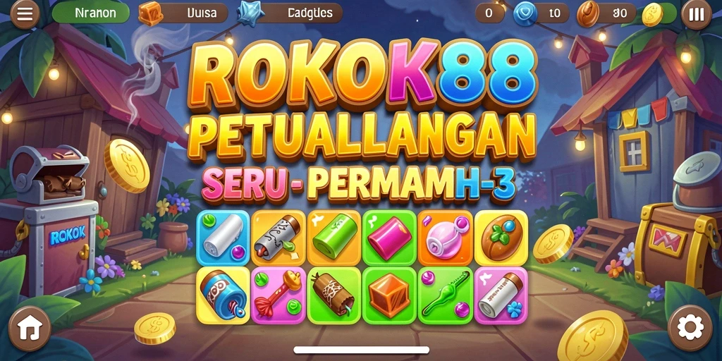 Screenshot gameplay ROKOK88 yang menunjukkan kombinasi item match-3.