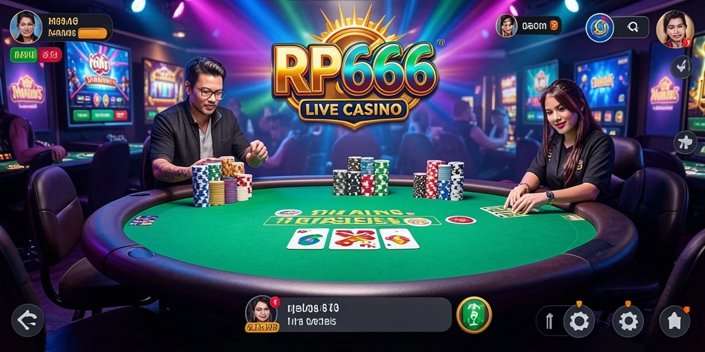 Screenshot gameplay Live Casino RR666 menunjukkan suasana kasino yang mendebarkan.