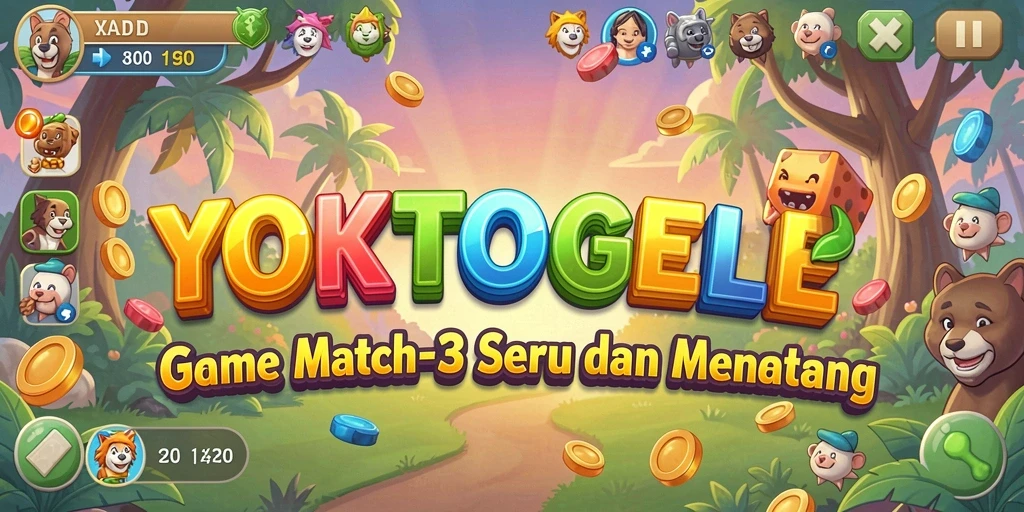 Screenshot permainan YOKTOGEL menampilkan momen seru gameplay Match-3.