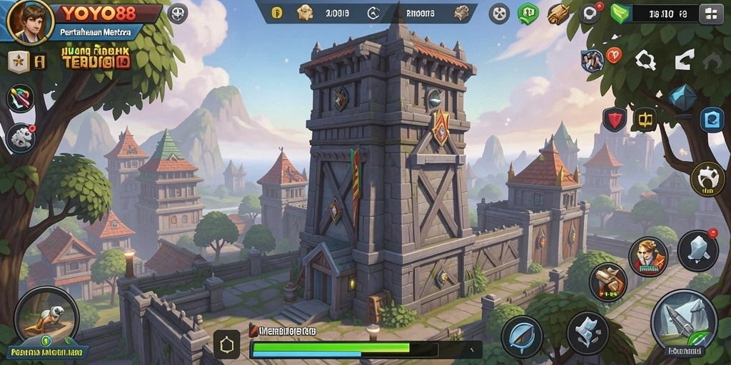 Menampilkan aksi menarik dari gameplay Tower Defense di YOYO88.